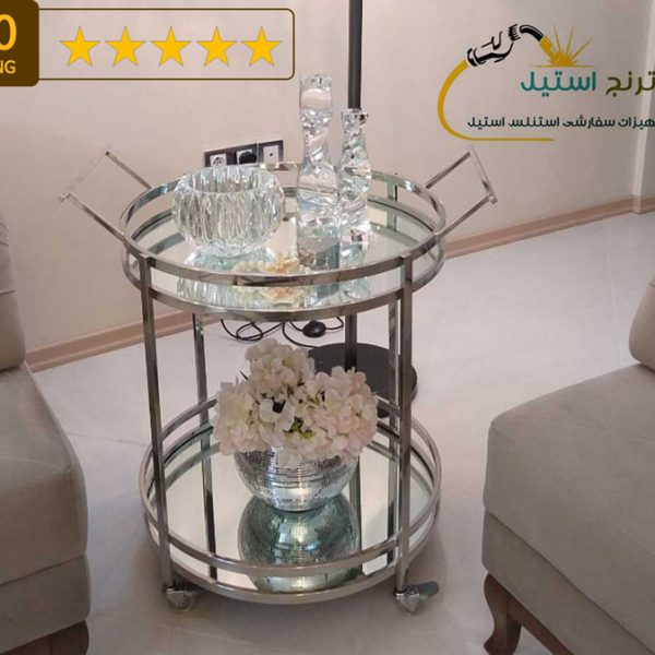 میز بار استیل مدرن چرخدار مدل لادا